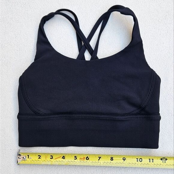 Lululemon Energy Black Longline Ribbed Sports Bra - Picture 3 of 9